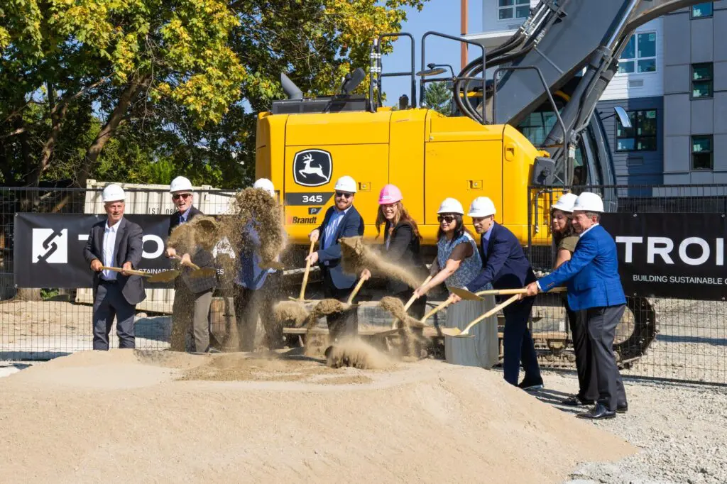 Troika team and partners breaking ground on a Kelowna project.